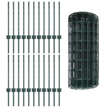 vidaXL Περίφραξη Euro με Στήλη 50x0,6 μ PVC-Επικαλυμμένο Ατσάλι
