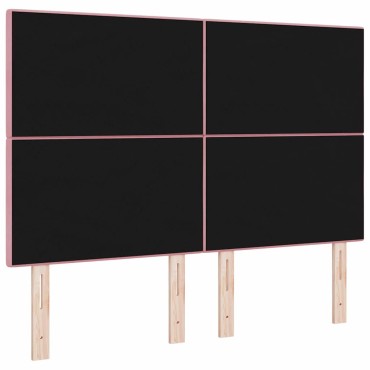 vidaXL LED κεφαλάρι με LED ταινίες φωτός Ροζ Βελούδο 160x7x128cm