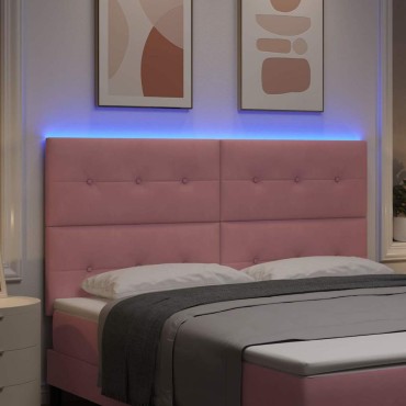 vidaXL LED κεφαλάρι με LED ταινίες φωτός Ροζ Βελούδο 180x7x128cm