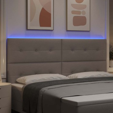 vidaXL LED κεφαλάρι Taupe ύφασμα 200x7x128cm
