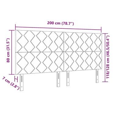 vidaXL LED κεφαλάρι Ανοιχτό γκρι ύφασμα 200x7x128cm