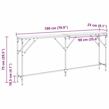 vidaXL Τραπέζι κονσόλας Μαύρη δρυς 180x23x75cm 1 τεμ.