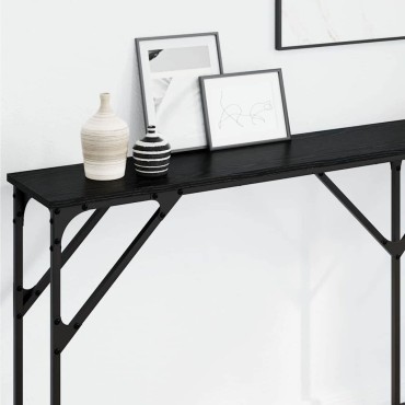 vidaXL Τραπέζι κονσόλας Μαύρη δρυς 180x23x75cm 1 τεμ.