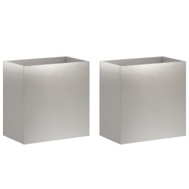 vidaXL Γλάστρα Κήπου 2 τμχ. Ασημί 50 x 30 x 40 εκ. Ανοξείδωτο Ατσάλι
