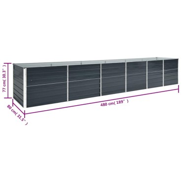 vidaXL Ζαρντινιέρα Υπερυψωμένη Ανθρακί 480x80x77 εκ. Γαλβαν. Χάλυβας