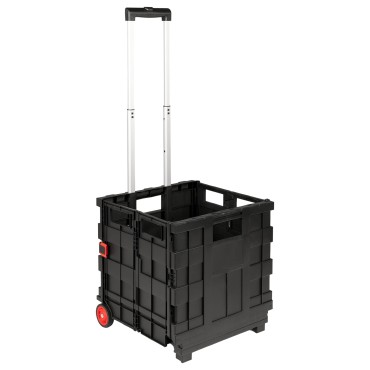vidaXL Καρότσι Μαύρο και Κόκκινο 35 x 39 x 92 εκ. PP και Ελασμερ