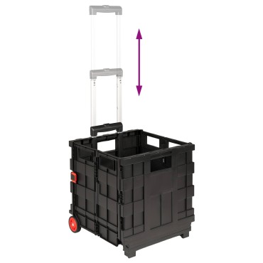 vidaXL Καρότσι Μαύρο και Κόκκινο 35 x 39 x 92 εκ. PP και Ελασμερ