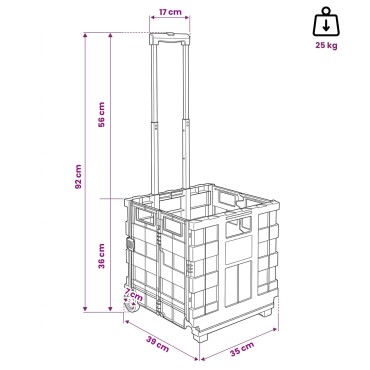 vidaXL Καρότσι Μαύρο και Κόκκινο 35 x 39 x 92 εκ. PP και Ελασμερ