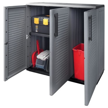 vidaXL Ντουλάπι Αποθήκ. Κήπου Γκρι/Μαύρο 102x37x84cm Πολυπροπυλένιο 1 τεμ.