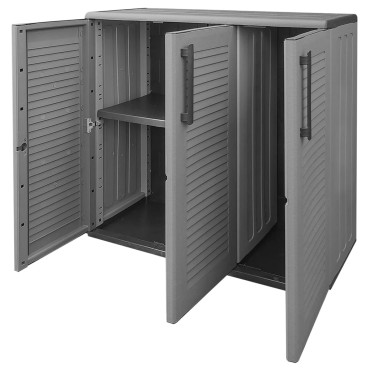 vidaXL Ντουλάπι Αποθήκ. Κήπου Γκρι/Μαύρο 102x37x84cm Πολυπροπυλένιο 1 τεμ.