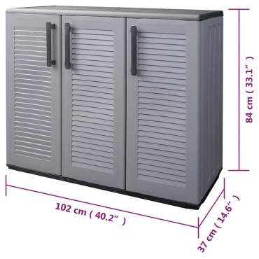 vidaXL Ντουλάπι Αποθήκ. Κήπου Γκρι/Μαύρο 102x37x84cm Πολυπροπυλένιο 1 τεμ.