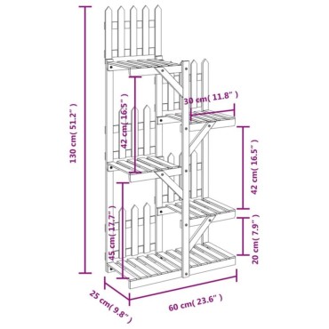 vidaXL Βάση Λουλουδιών 60x25x130 εκ. από Μασίφ Ξύλο Ελάτης