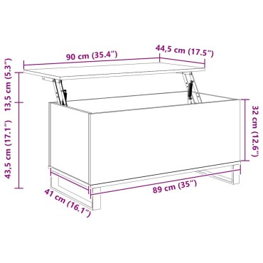 vidaXL Τραπεζάκι Σαλονιού Μαύρο 90x44,5x45cm Επεξεργασμένο Ξύλο 1 τεμ.