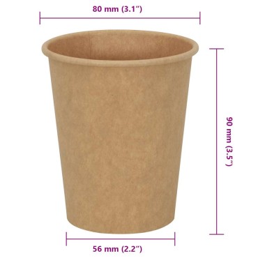 vidaXL Χάρτινα κύπελλα καφέ 1000 τεμάχια 8oz 200ml καφέ