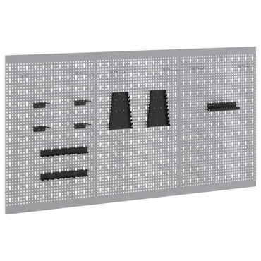 vidaXL Πάνελ Τοίχου Εργαλείων 3 τμχ. Γκρι 150 x 1 x 80 εκ