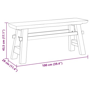 vidaXL παγκάκι Φυσικό 100x29x43,5cm Στερεό Ξύλο Τίκ