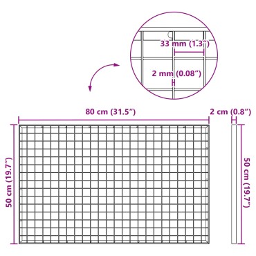 vidaXL Σίτα Ασημί 80 x 50 x 2 cm Γαλβανισμένο Ατσάλι Ψυχρής Βύθισης