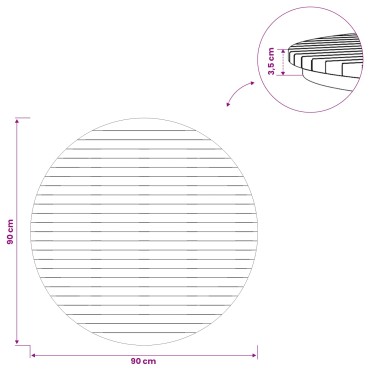 vidaXL Καπάκι τραπεζιού 90x3,5 Γύρος Στερεό Ξύλο Τίκ Φυσικό 90x3,5cm