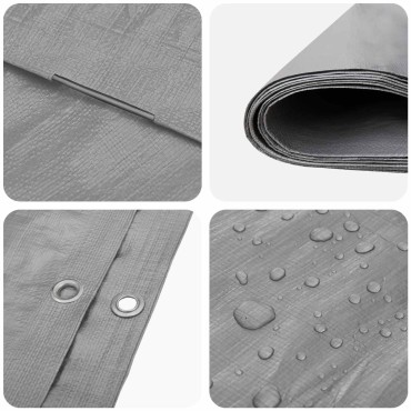 vidaXL Τεντόπανα με Θηλιές Ανοιχτό γκρι 6 x 8 μ 180 gsm PE