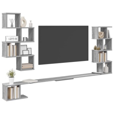 vidaXL Ράφι Τηλεόρασης Τοίχου Γκρι Sonoma 200x15x94 εκ 1 τεμ.