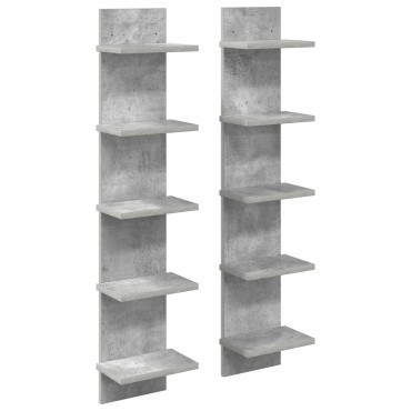 vidaXL Ράφι Τοίχου 2 τεμ. Γκρι Σκυροδέματος 22x15x100 εκ