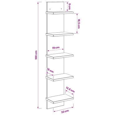 vidaXL Ράφι Τοίχου Γκρι Sonoma 22x15x100cm Επεξεργασμένο Ξύλο 1 τεμ.