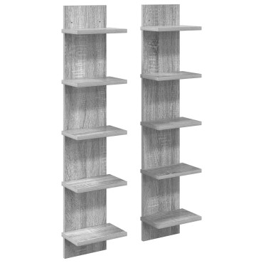 vidaXL Ράφι Τοίχου 2 τεμ. Γκρι Sonoma 22x15x100 εκ