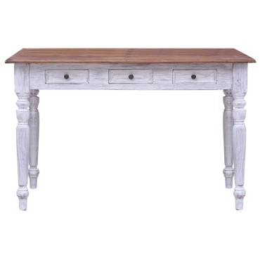 vidaXL Γραφείο με Συρτάρια Λευκό 117x57x75cm Μασίφ Μαόνι 1 τεμ.