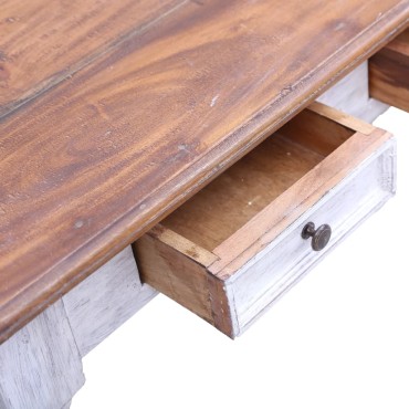 vidaXL Γραφείο με Συρτάρια Λευκό 117x57x75cm Μασίφ Μαόνι 1 τεμ.