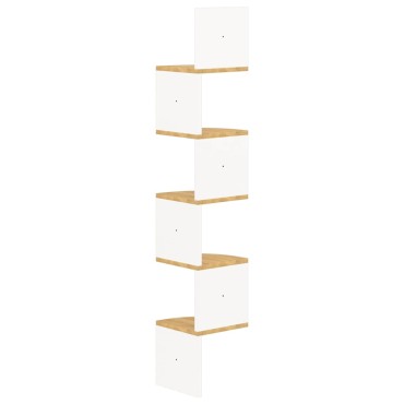 vidaXL Γωνιακή Ραφιέρα Τοίχου Λευκή/Sonoma Δρυς 19x19x123cm Επεξ.Ξύλο 1 τεμ.