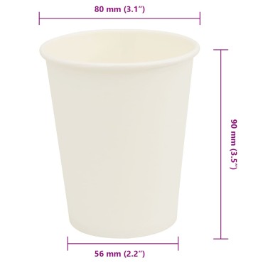 vidaXL Χάρτινα κύπελλα καφέ 1000 τεμάχια 8oz 200ml Λευκό