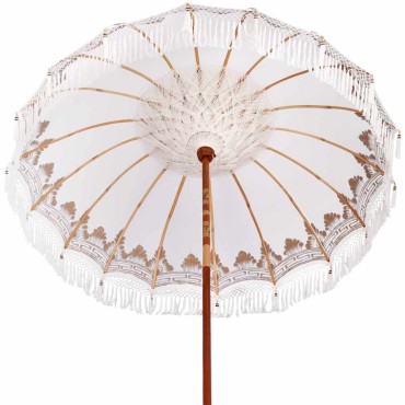 vidaXL Μπαλινέζικη ομπρέλα με βάση Κρεμ Ø 210-220 cm