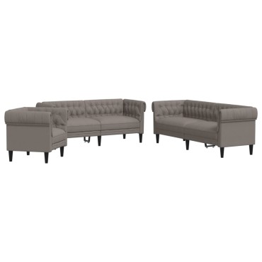 Σετ Σαλονιού 3 τεμ. Taupe Υφασμάτινο 78,5x74,5x74,5cm  Διθέσιος Τριθέσιος