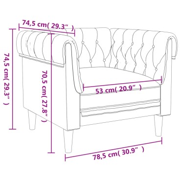 Σετ Σαλονιού 3 τεμ. Taupe Υφασμάτινο 78,5x74,5x74,5cm  Διθέσιος Τριθέσιος