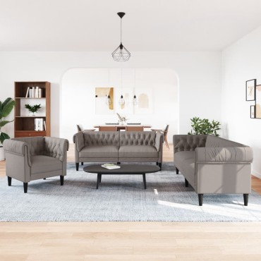 Σετ Σαλονιού 3 τεμ. Taupe Υφασμάτινο 78,5x74,5x74,5cm  Διθέσιος Τριθέσιος