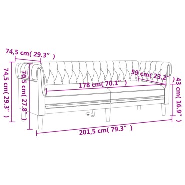Σετ Σαλονιού 3 τεμ. Taupe Υφασμάτινο 78,5x74,5x74,5cm  Διθέσιος Τριθέσιος