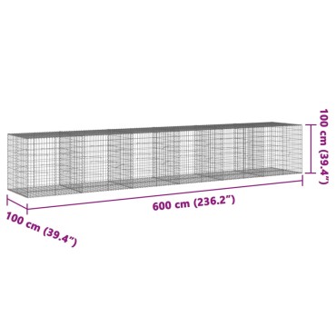 vidaXL Συρματοκιβώτιο με Κάλυμμα 600x100x100εκ από Γαλβανισμένο Χάλυβα