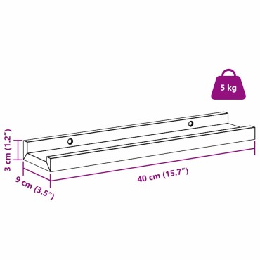 vidaXL Ράφι Τοίχου 2 τεμ. Κόκκινο 40x9x3cm Επεξεργασμένο Ξύλο