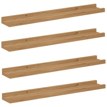vidaXL Ράφι Τοίχου 4 τεμ. Καφέ 60x9x3cm Επεξεργασμένο Ξύλο