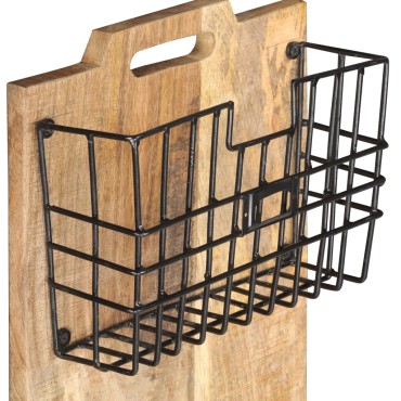 vidaXL Θήκη Περιοδικών Τοίχου 33x10x67cm Μασίφ Ακατέργ. Ξύλο Μάνγκο 1 τεμ.