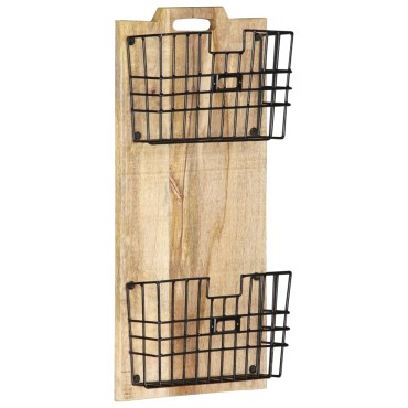 vidaXL Θήκη Περιοδικών Τοίχου 33x10x67cm Μασίφ Ακατέργ. Ξύλο Μάνγκο 1 τεμ.