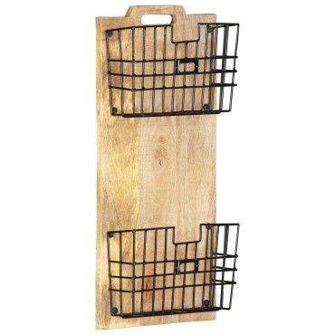 vidaXL Θήκη Περιοδικών Τοίχου 33x10x67cm Μασίφ Ακατέργ. Ξύλο Μάνγκο 1 τεμ.