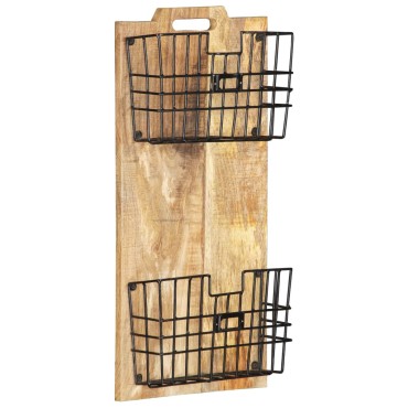 vidaXL Θήκη Περιοδικών Τοίχου 33x10x67cm Μασίφ Ακατέργ. Ξύλο Μάνγκο 1 τεμ.