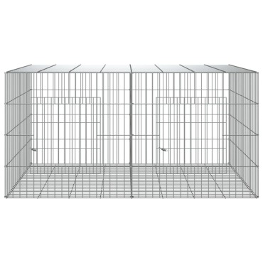 vidaXL Κλουβί Κουνελιών 2 Πάνελ 110x79x54 εκ. από Γαλβανισμένο Σίδερο