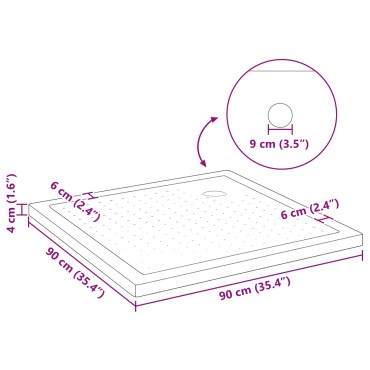vidaXL Δίσκος Βάσης Ντους με Τρύπες 90 x 90 x 4 cm ABS Μαύρο