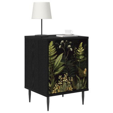 vidaXL Κομοδίνο RHENEN Μαύρη Δρυς 36x33x51cm Επεξεργασμένο Ξύλο 1 τεμ.