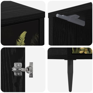 vidaXL Κομοδίνο RHENEN Μαύρη Δρυς 36x33x51cm Επεξεργασμένο Ξύλο 1 τεμ.