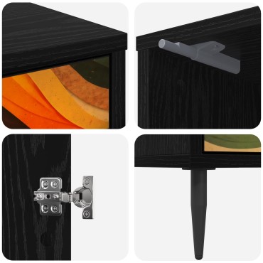 vidaXL Κομοδίνο BONN Μαύρη Δρυς 36x33x51cm Επεξεργασμένο Ξύλο 1 τεμ.