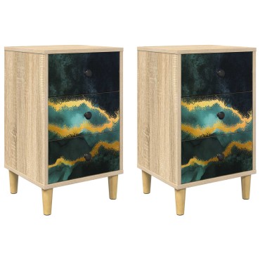 vidaXL Κομοδίνο WIJHE 2 τεμ. Sonoma Δρυς 36x33x60 εκ