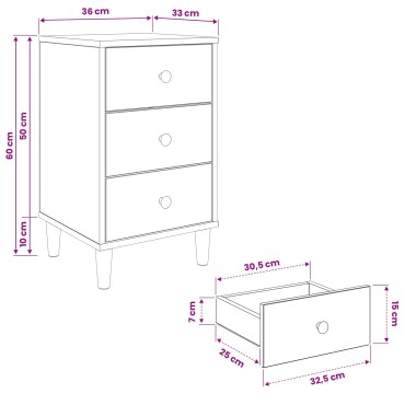 vidaXL Κομοδίνο GENNEP Sonoma Δρυς 36x33x60cm Επεξεργασμένο Ξύλο 1 τεμ.